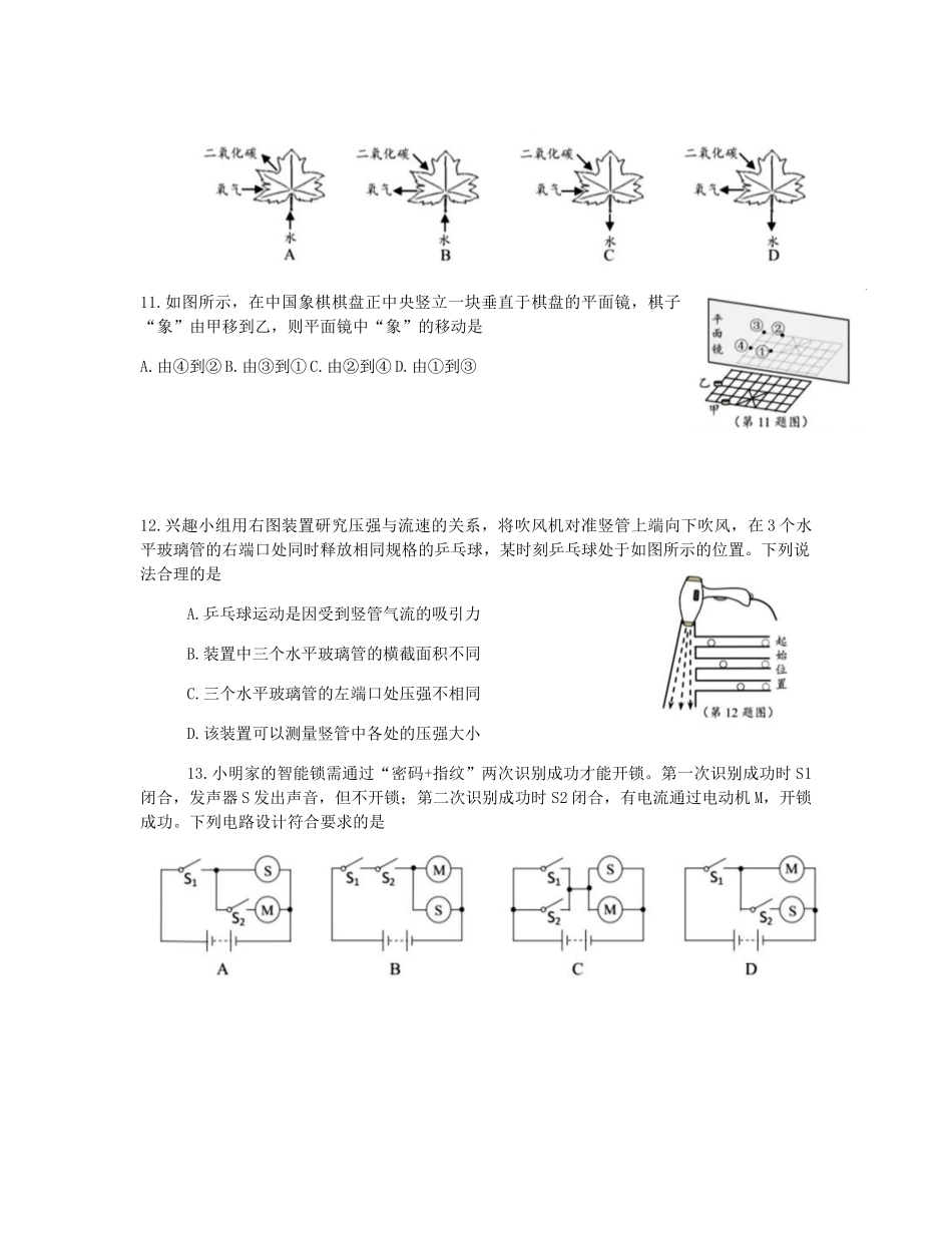 中考科学真题卷试卷_第3页