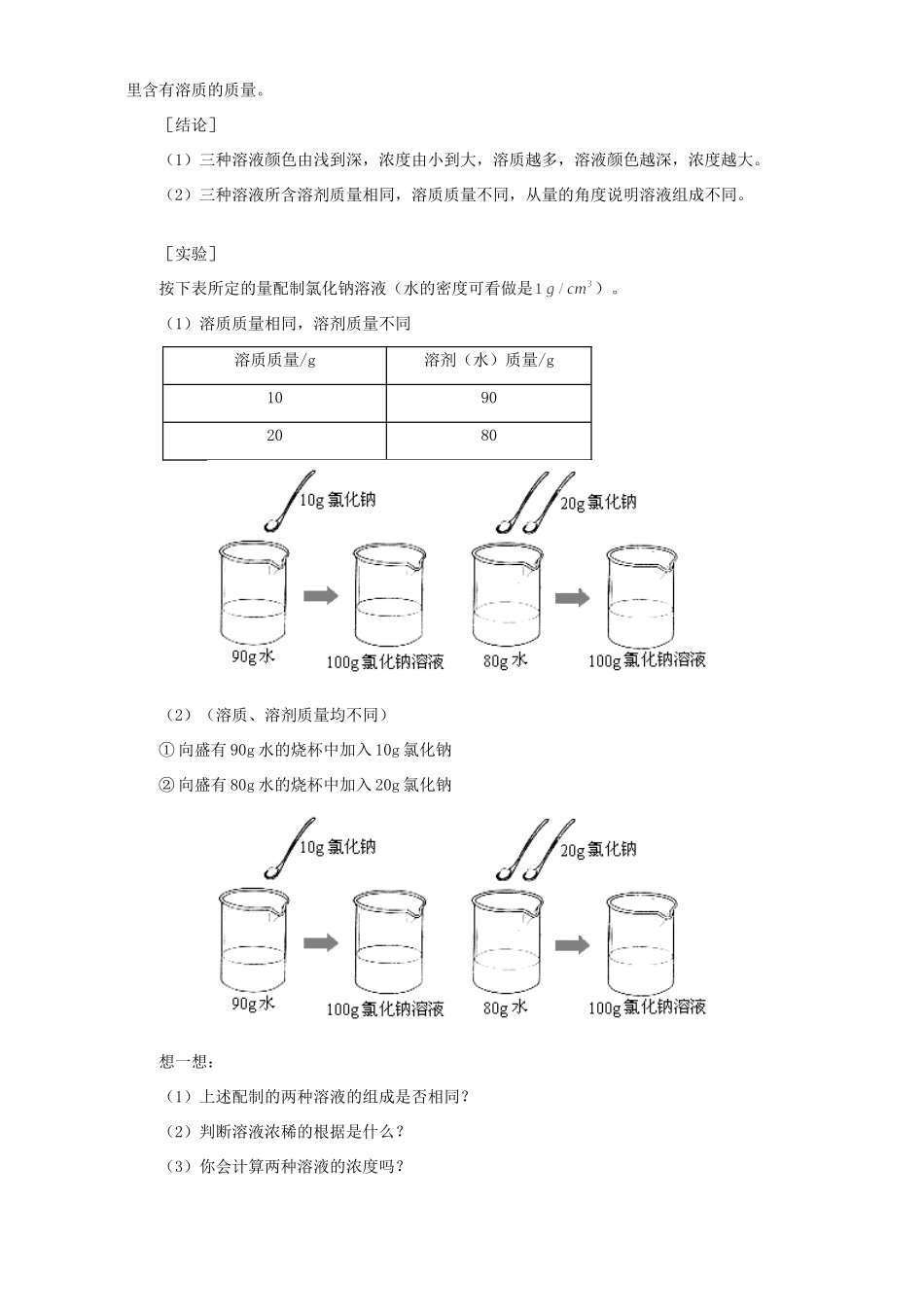 初三化学溶质的质量分数知识精讲 人教实验版 试题_第2页