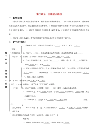 九年级历史下册 第二单元(全球战火再起)单元总结 北师大版 试卷