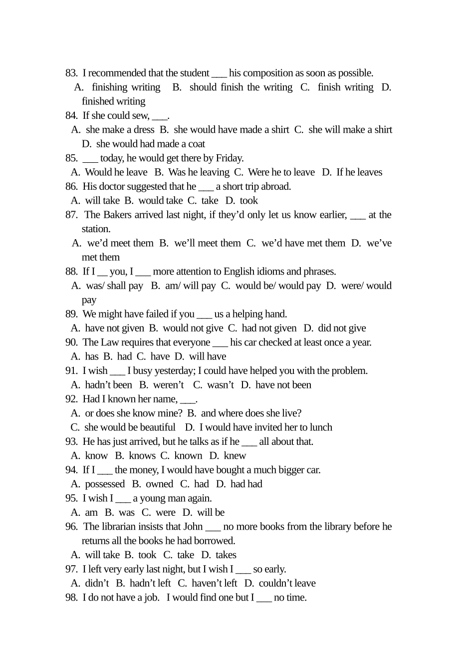 虚拟语气配套练习51-100_第3页