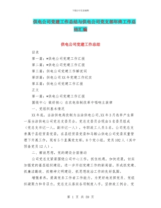供电公司党建工作总结与供电公司党支部年终工作总结汇编