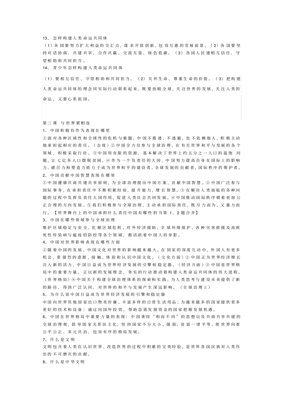 九年级下册道德与法治必背知识点_第3页