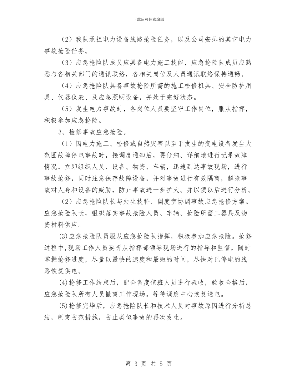 供电局抢险队迎峰度夏应急预案与供电局营销策划部年度工作计划汇编_第3页