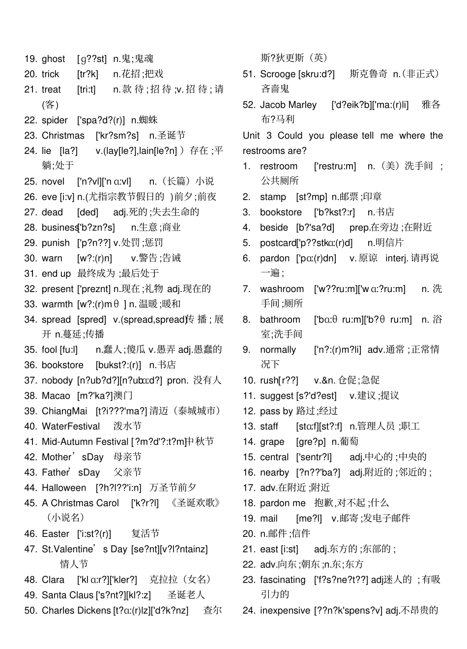 九年级全册单词表_第3页