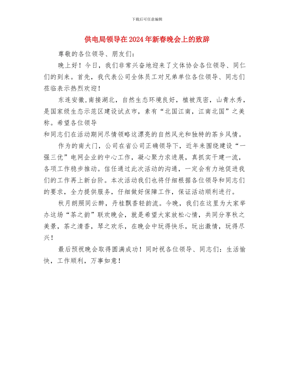 供电局长年底个人总结与供电局领导在2024年新春晚会上的致辞汇编_第2页