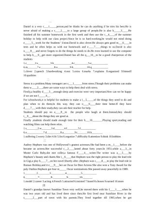 首字母填空专项