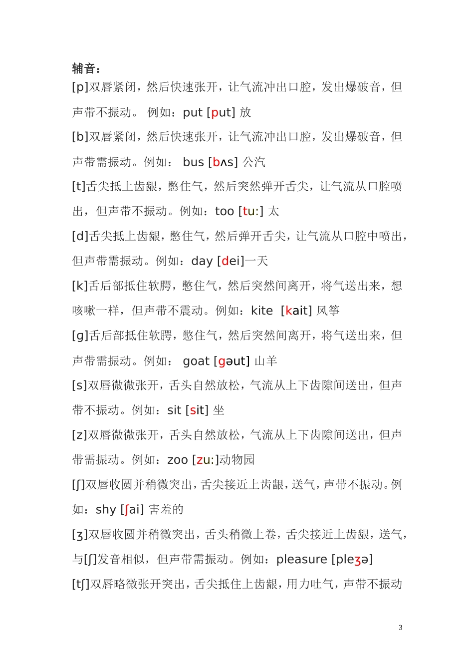 英语音标发音表及发音规则_第3页