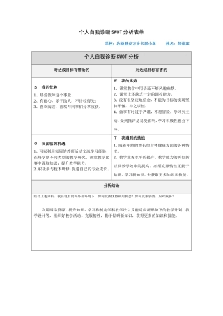 何佳宾个人自我诊断SWOT分析表(1)