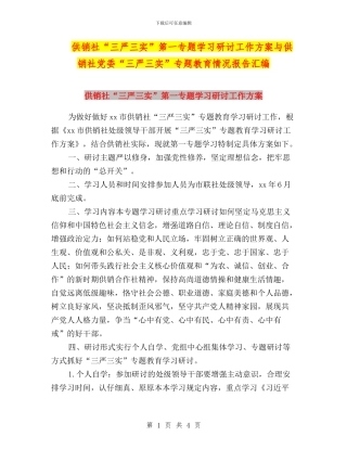 供销社“三严三实”第一专题学习研讨工作方案与供销社党委“三严三实”专题教育情况报告汇编