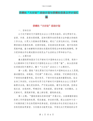 供销社“大讨论”活动计划与供销社信息公开计划汇编