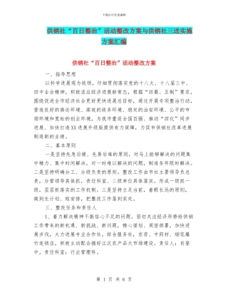 供销社“百日整治”活动整改方案与供销社三送实施方案汇编
