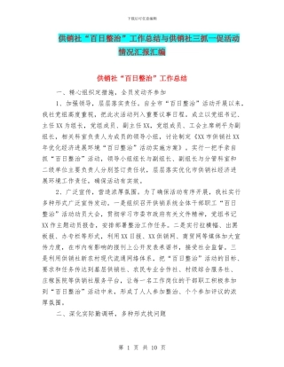 供销社“百日整治”工作总结与供销社三抓一促活动情况汇报汇编