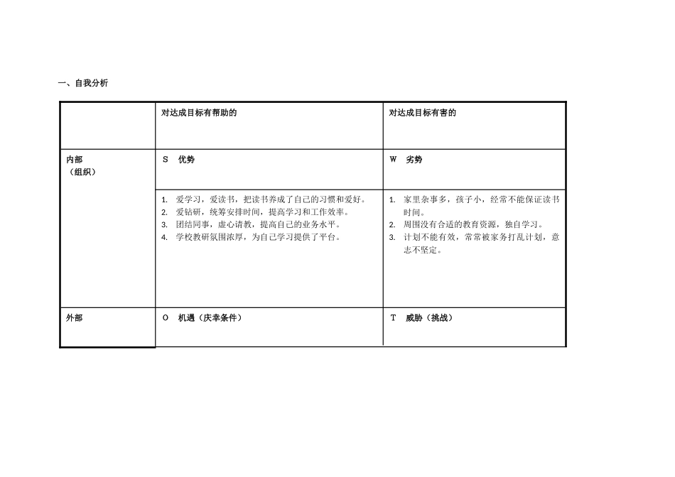 个人自我诊断SWO分析_第1页