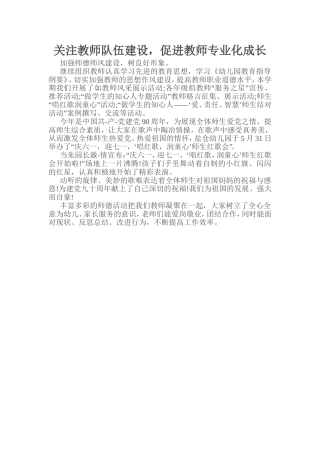 关注教师队伍建设-促进教师专业化成长