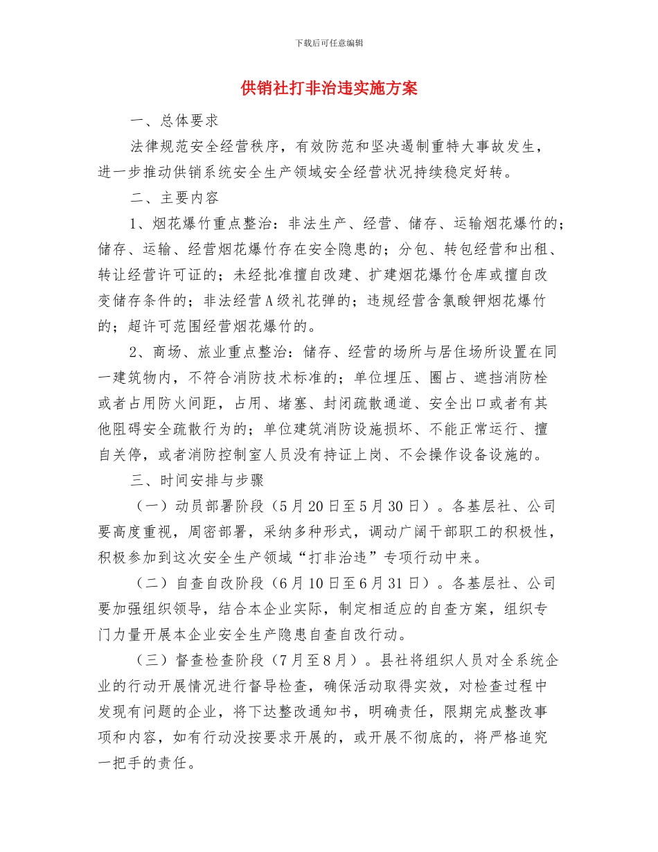 供销社开展四个一活动实施方案与供销社打非治违实施方案汇编_第3页