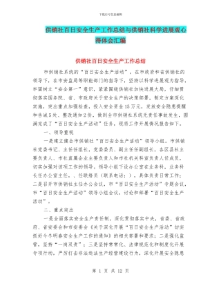 供销社百日安全生产工作总结与供销社科学发展观心得体会汇编