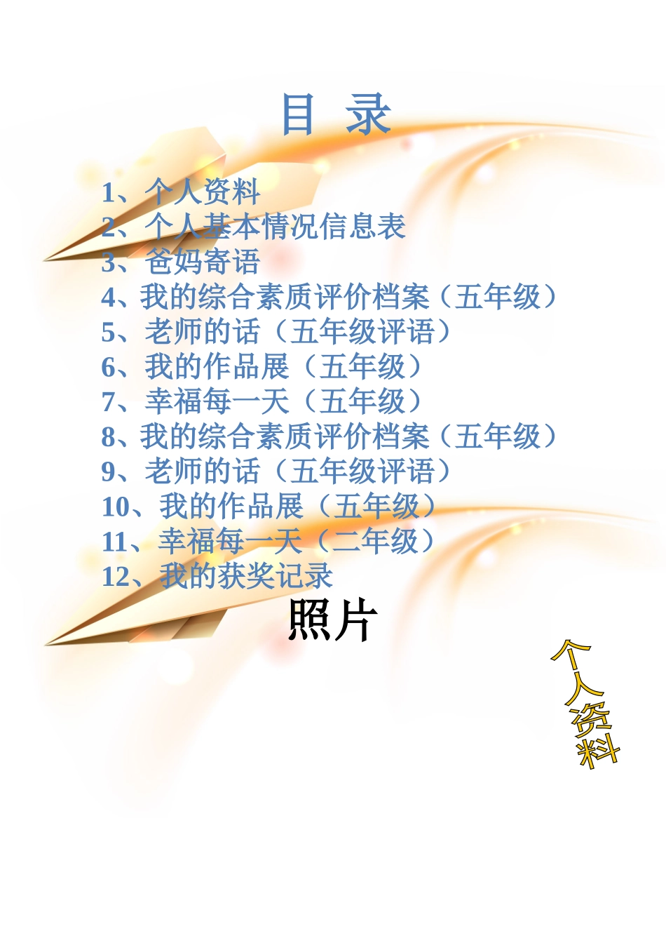 小学生的成长档案模板)_第2页