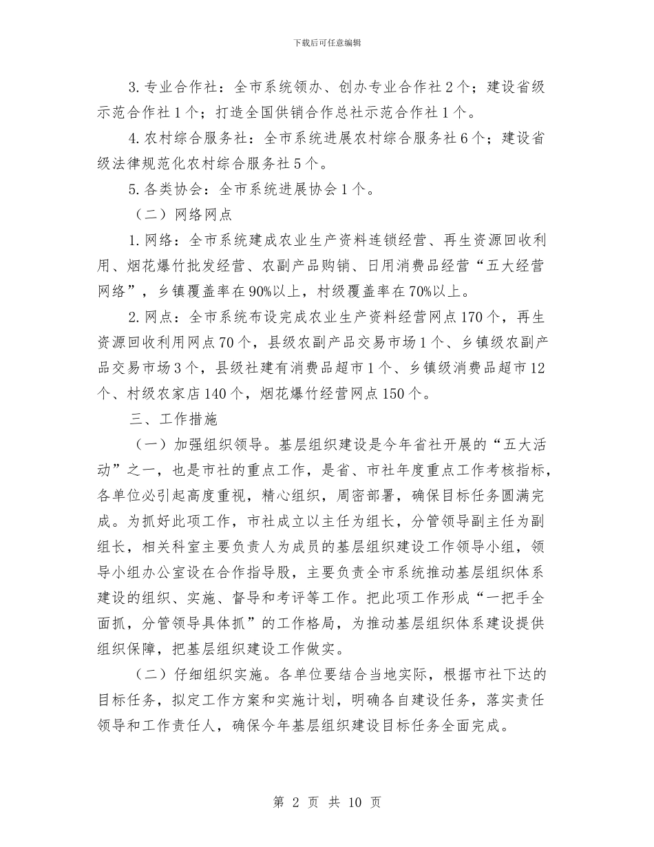 供销社组织建设及工作方案与供销社综合改革实施方案汇编_第2页