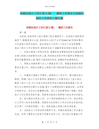 供销社统计工作汇报
