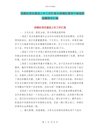 供销社项目建设上年工作汇报与供销社领导干部述职述廉报告汇编