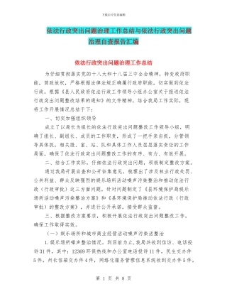 依法行政突出问题治理工作总结与依法行政突出问题治理自查报告汇编
