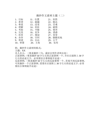 摘抄作文素材主题(二)