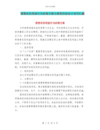 侵害农民利益行为治理方案与便利店创业计划书汇编