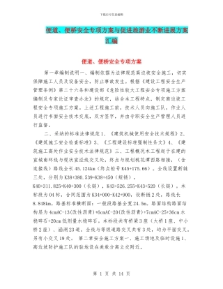 便道、便桥安全专项方案与促进旅游业不断发展方案汇编