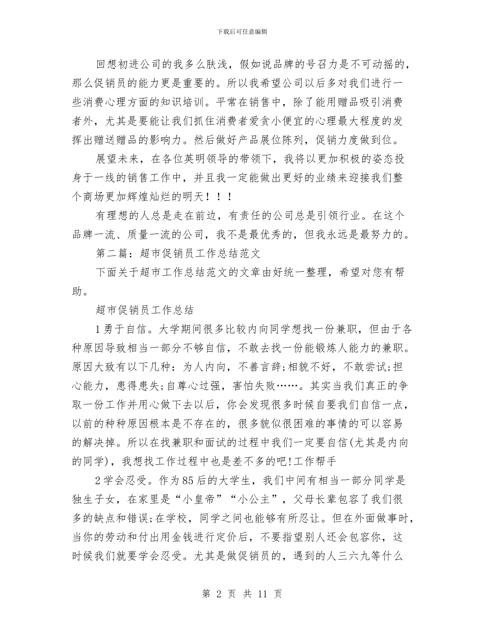 促销员工作总结与促销员年度个人总结范文汇编_第2页