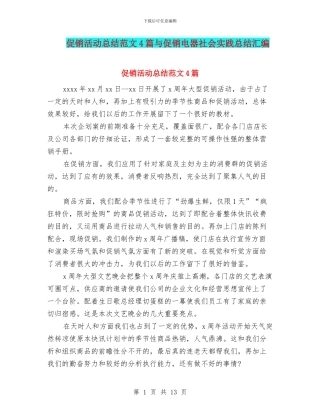 促销活动总结范文4篇与促销电器社会实践总结汇编