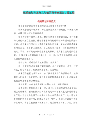 促销策划方案范文与俄罗斯考察报告2篇汇编