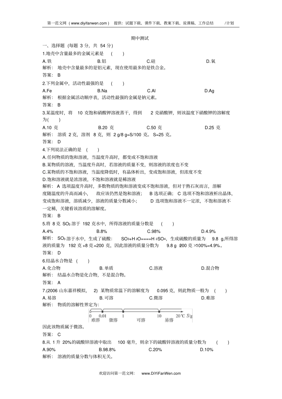九年级化学下期中测试_第1页