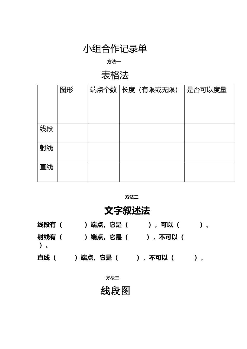 小学人教四年级数学小组合作记录单_第1页
