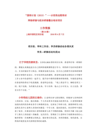 上海市普陀区项目组第三十五期简报