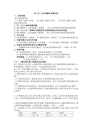 列一元一次方程解应用题归类