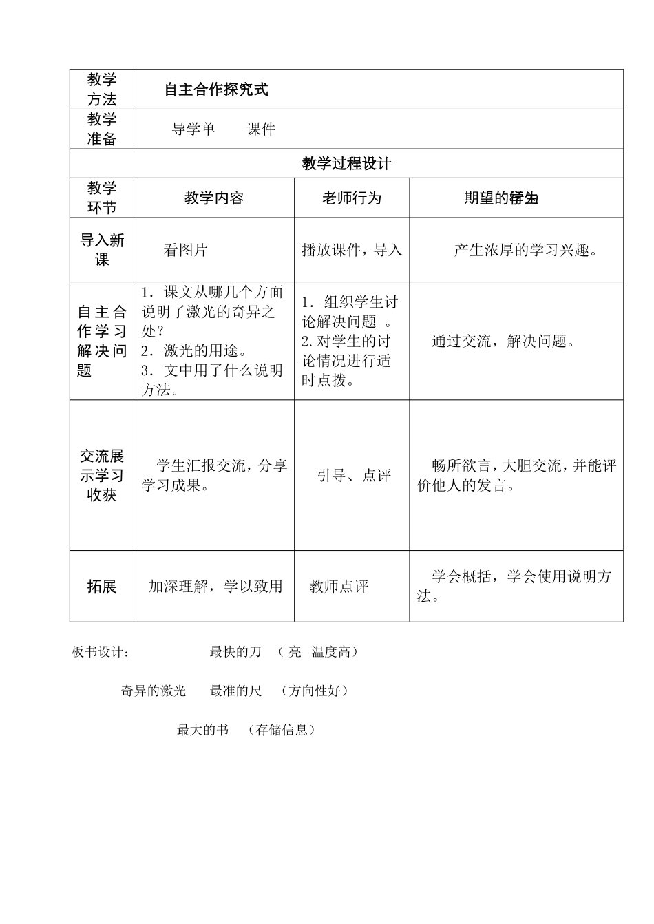 小学五年级语文《奇异的激光》教案_第2页