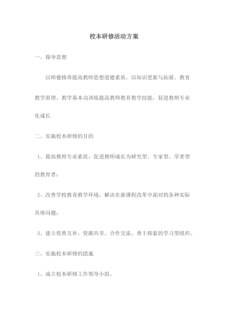 校本研修活动方案