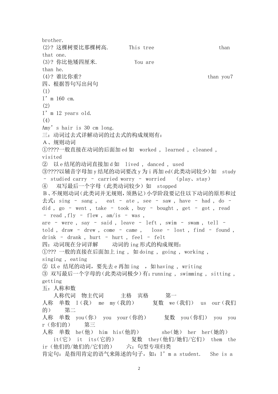 六年级英语总复习资料_第2页