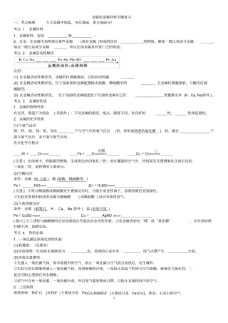 九年级化学金属专题复习