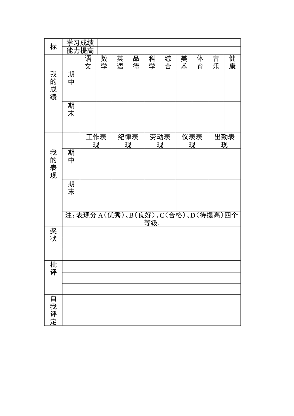 小学学生成长记录袋_第2页