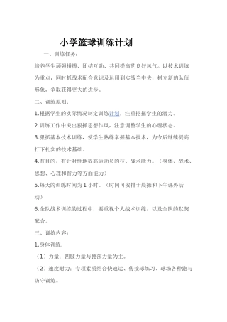 小学篮球训练计划
