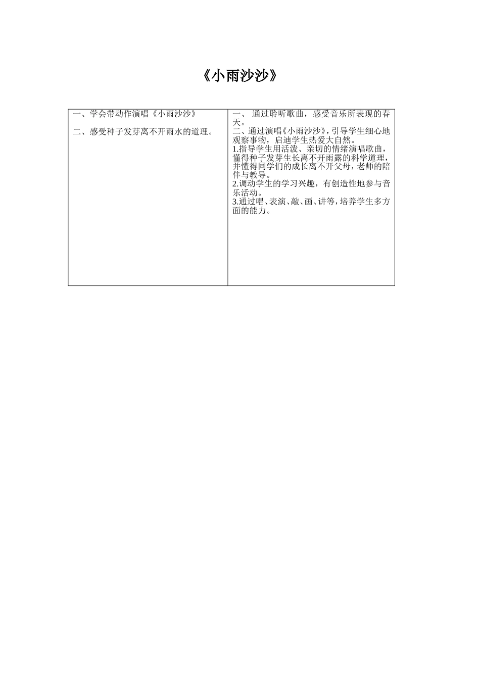 小雨沙沙教学目标比对表_第1页