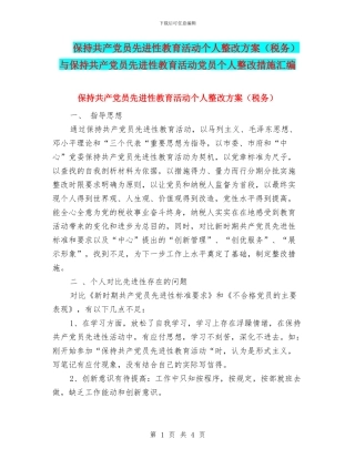 保持共产党员先进性教育活动个人整改方案与保持共产党员先进性教育活动党员个人整改措施汇编