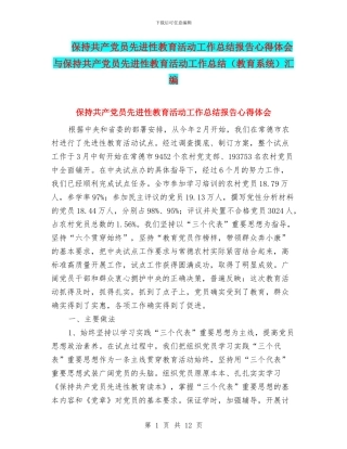 保持共产党员先进性教育活动工作总结报告心得体会与保持共产党员先进性教育活动工作总结汇编
