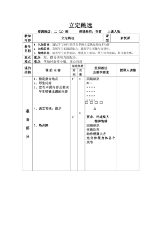 小学体育教案立定跳远
