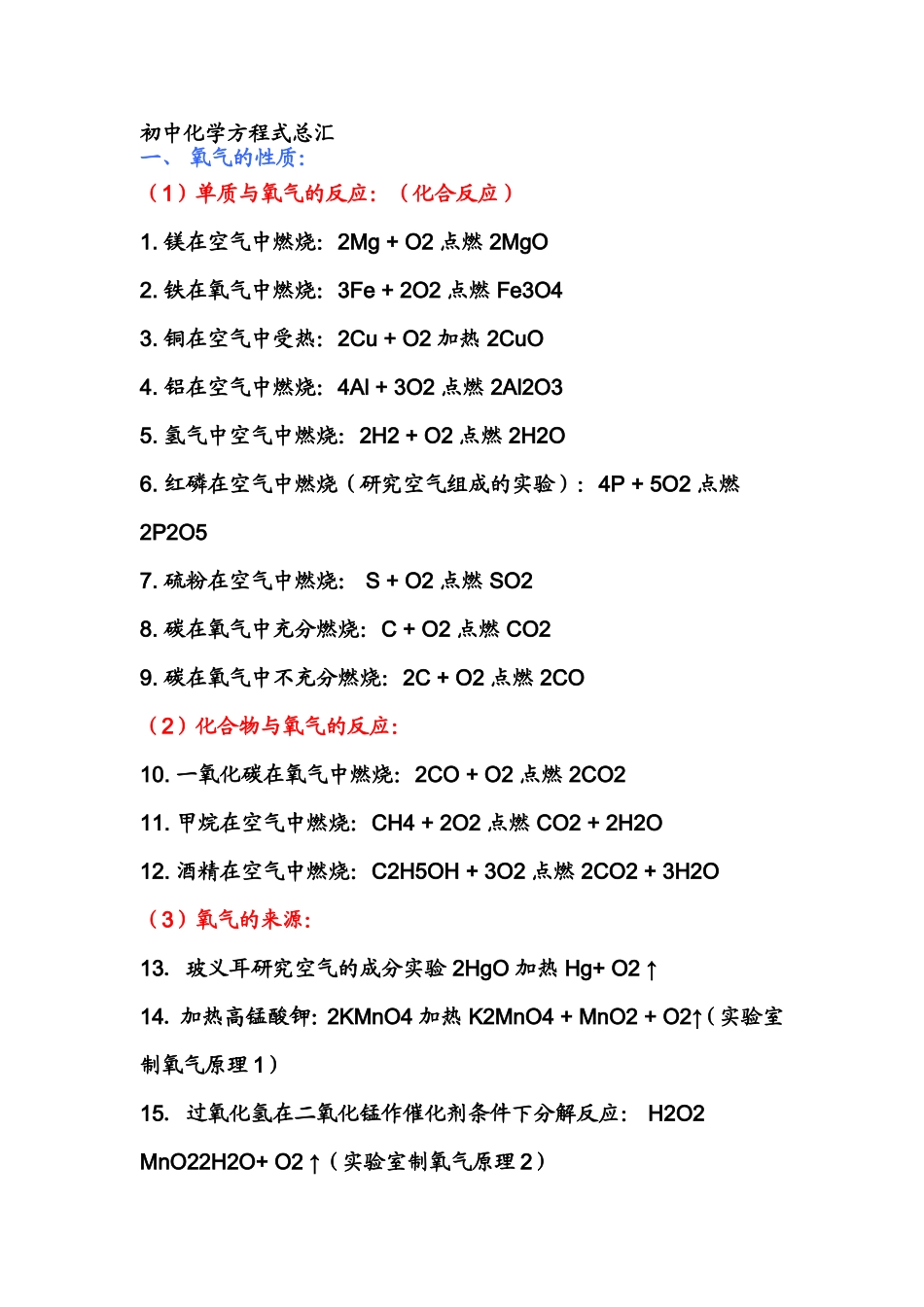 初中化学方程式总汇.doc_第1页