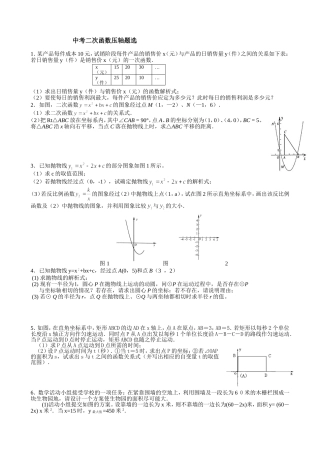 中考二次函数压轴题选