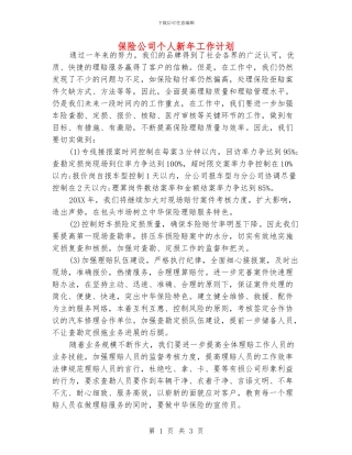 保险公司个人新年工作计划