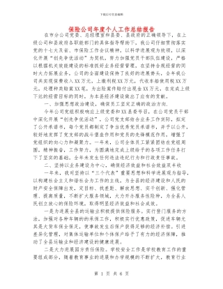 保险公司年度个人工作总结报告