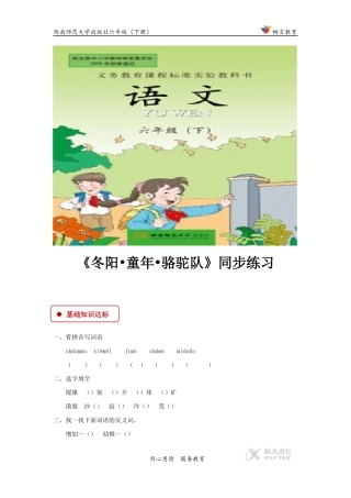 【同步练习】《冬阳童年骆驼队》(西南师大)